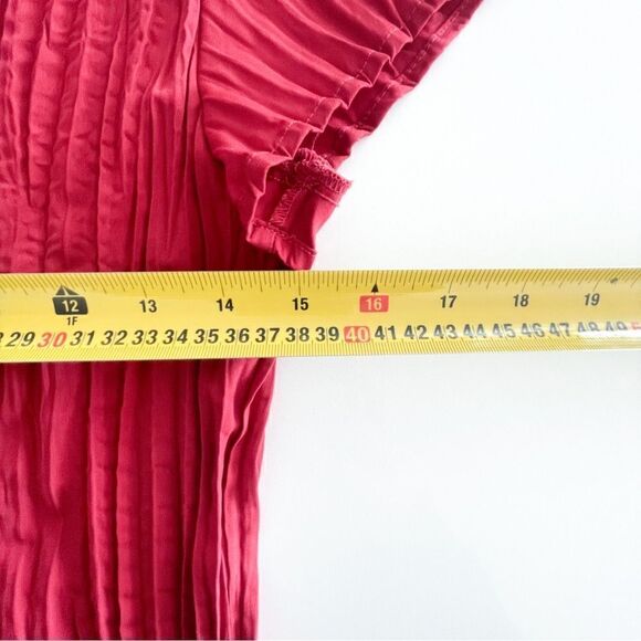 Apt. 9 Short Sleeved Pleated Red Blouse Women's M Petite - Picture 6 of 7